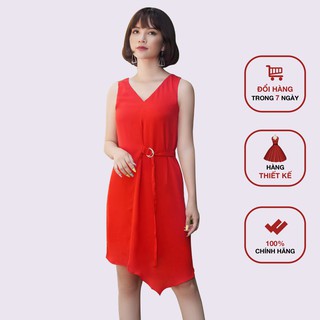 Váy suông 🍀freeship🍀 váy công sở voan lụa cao cấp đầm suông thắt đai da164