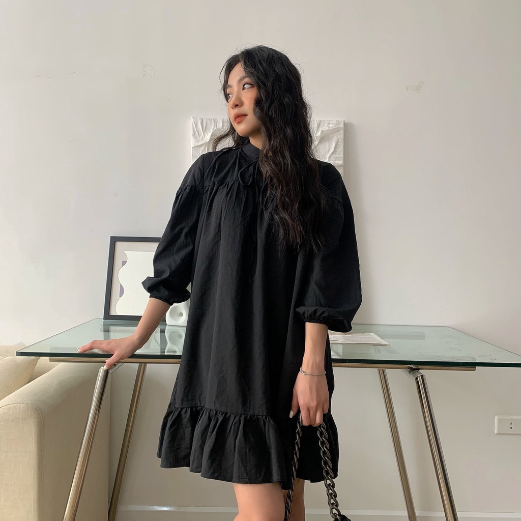 YU CHERRY | Đầm nữ baby cổ tròn, cột dây thắt nơ dễ thương, Tie Babydoll Dress YD149