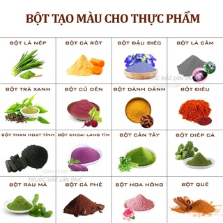 20 loại bột tạo màu thực phẩm Bột rau củ, tạo màu tự nhiên, làm xôi, làm