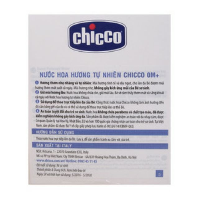 [Freeship đơn từ 250k]Nước hoa/ Chicco - Italia - 100ml