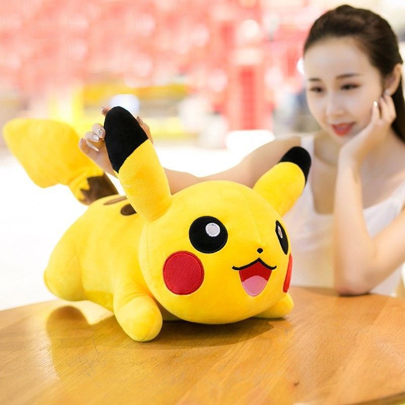 Gấu bông gối ôm hình pikachu vải nhung nì ngộ nghĩnh siêu đáng yêu 45cm