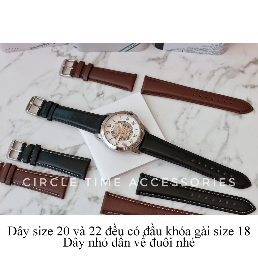 Dây đồng hồ da bò chịu nước size 20 và 22 có chốt thông minh