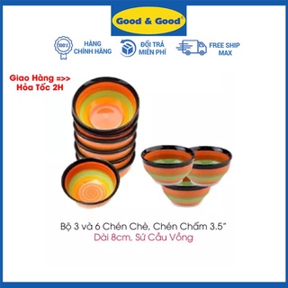 Bộ 6 và 10 chén ăn cơm sứ cầu vồng GOOD & GOOD bát ăn cơm bầu ngấn 11CM chén sứ chén đĩa đẹp an toàn sang trọng