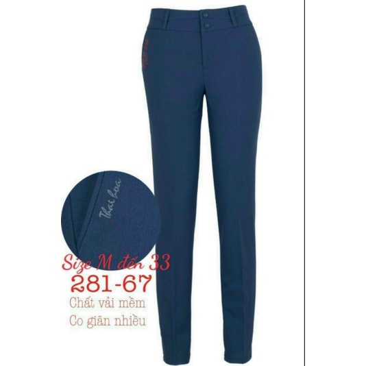 Quần Thái Hòa 281-67 tôn vòng 3 màu xanh vải dày co giãn vừa