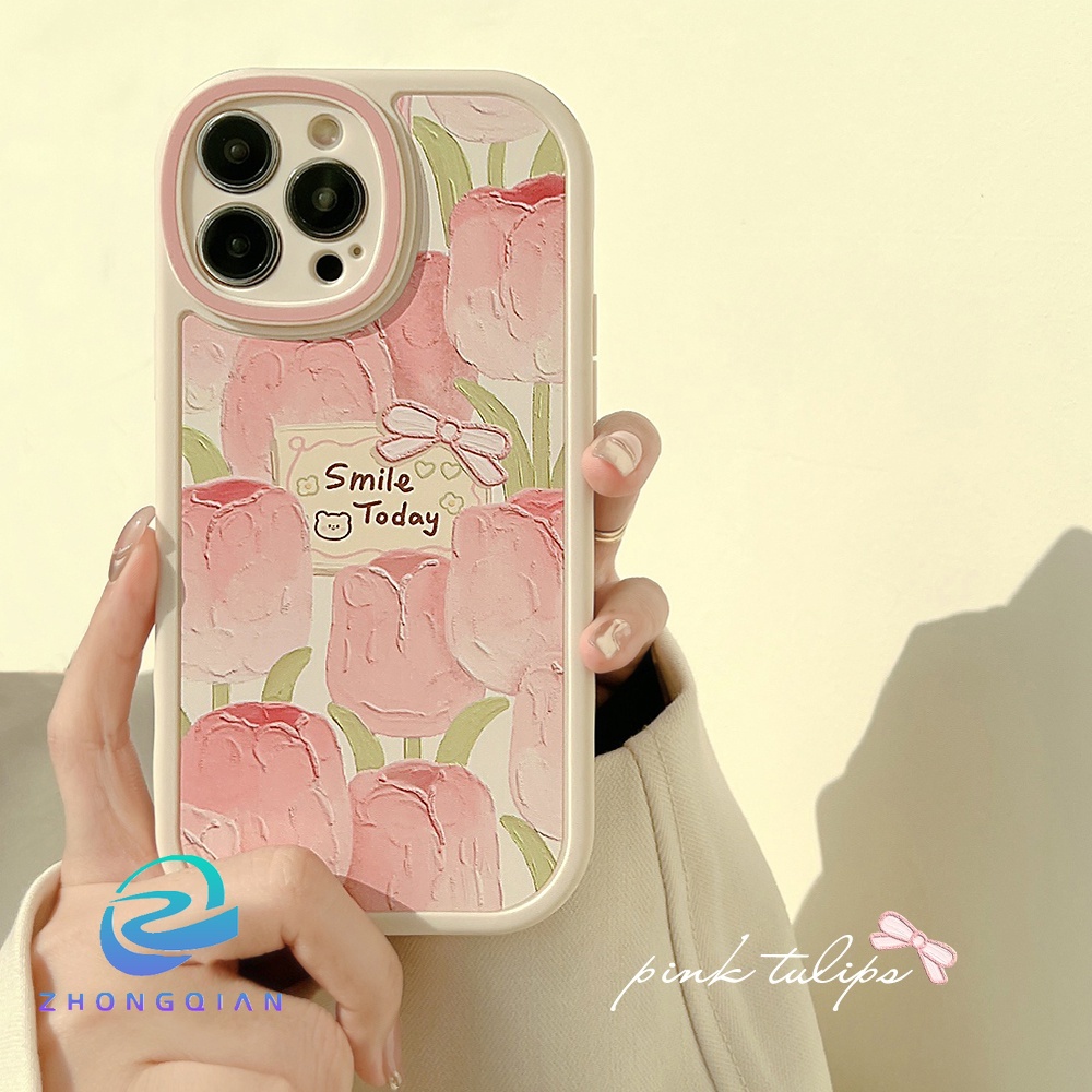Ốp Điện Thoại TPU Mềm Chống Sốc Họa Tiết Hoa tulip Sơn Dầu Cho iPhone 11 12 13 Pro max mini XS max xr 7 8 se2020 plus