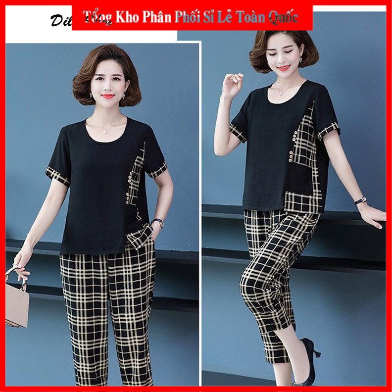 Bộ đồ trung niên kẻ chất liệu đũi Thái cao cấp loại 1