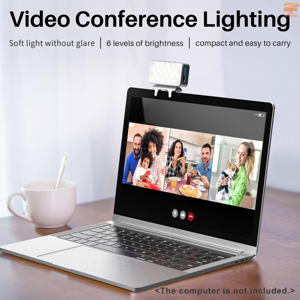 VIJIM CL08 Clip-on LED Video Light Computer Video Conference Lighting 3 Modes 3000K-7000K 6 Levels Brightness Built-in Rechargeable Battery for PC Laptop Live Streaming Online Education Meeting