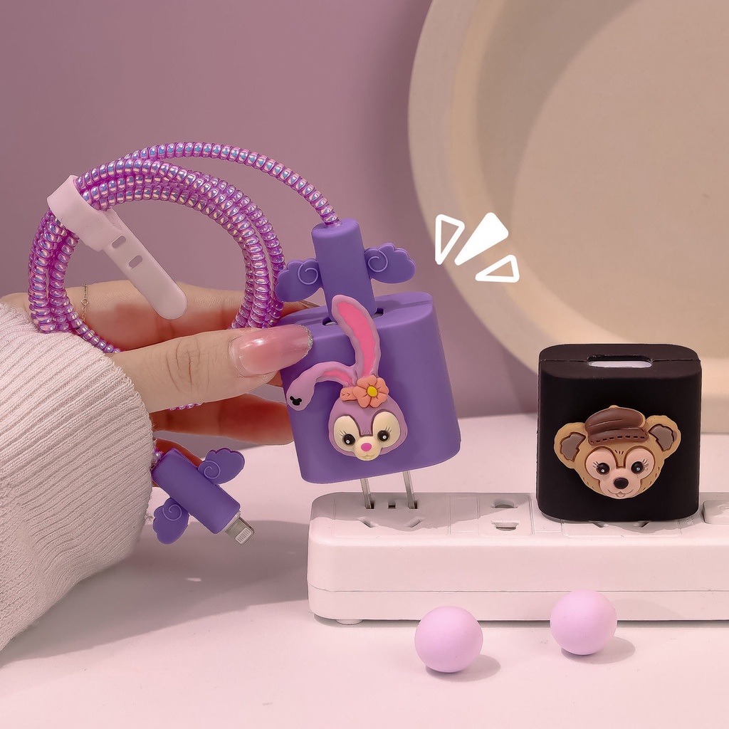 Vỏ đựng bảo vệ bộ sạc/dây tay nghe họa tiết hoạt hình dễ thương thích hợp cho iPhone