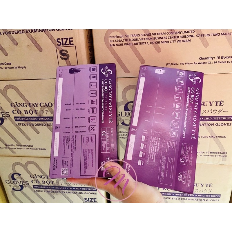 (100pcs)Găng tay y tế CÓ BỘT Vglove Khải Hoàn