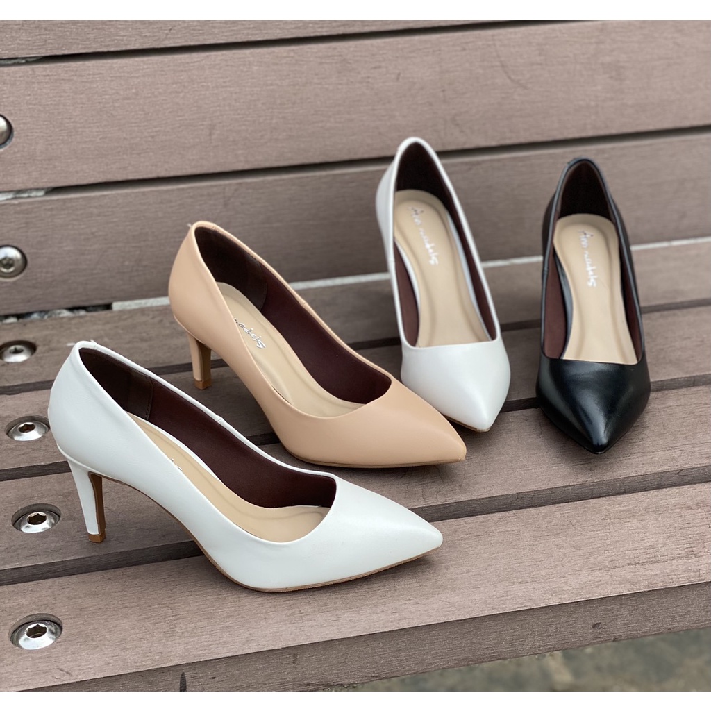 Giày cao gót mũi nhọn trơn cao 5 phân