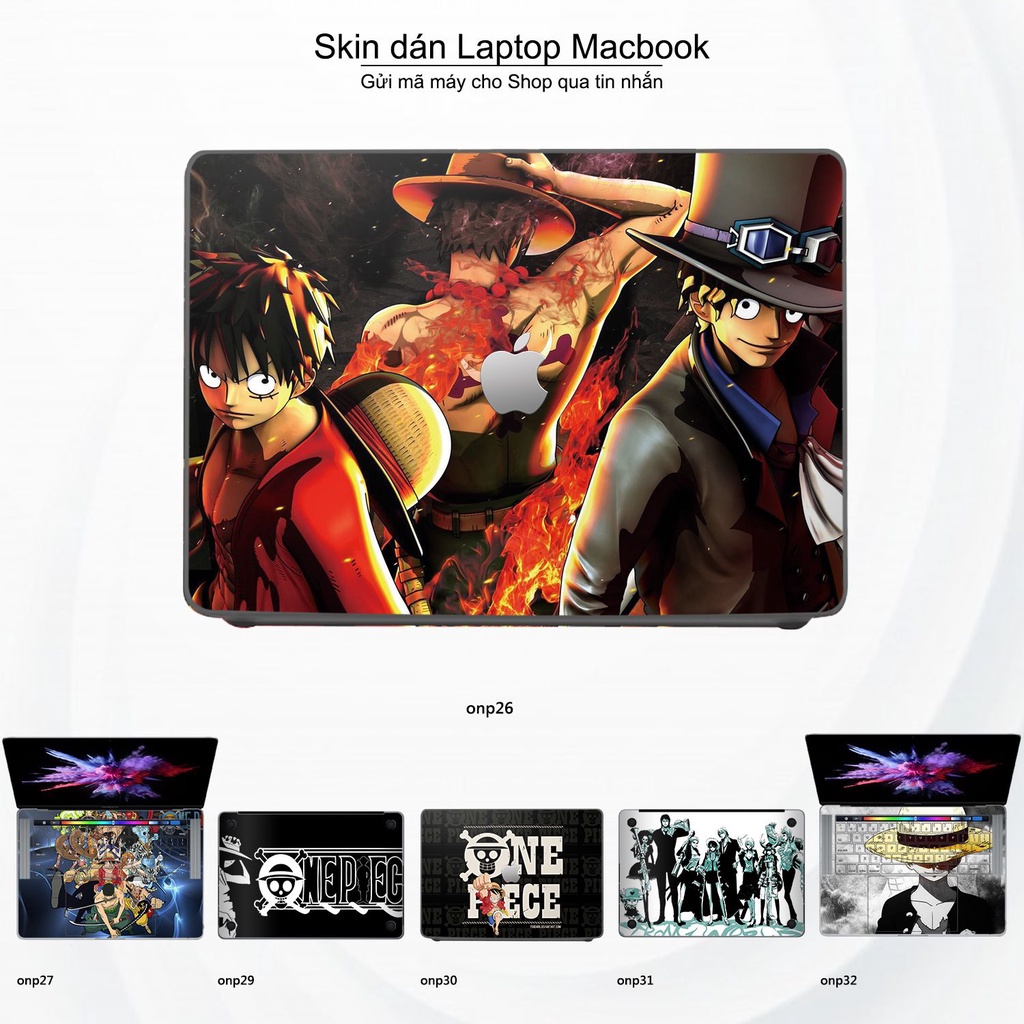 Skin dán Macbook mẫu One Piece (đã cắt sẵn, inbox mã máy cho shop)