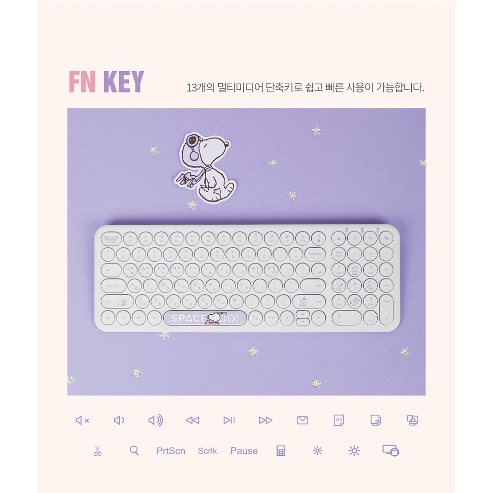 Bàn phím không dây Peanuts Snoopy chống ồn, siêu mỏng nhẹ kết nối qua USB-nano Beens Company