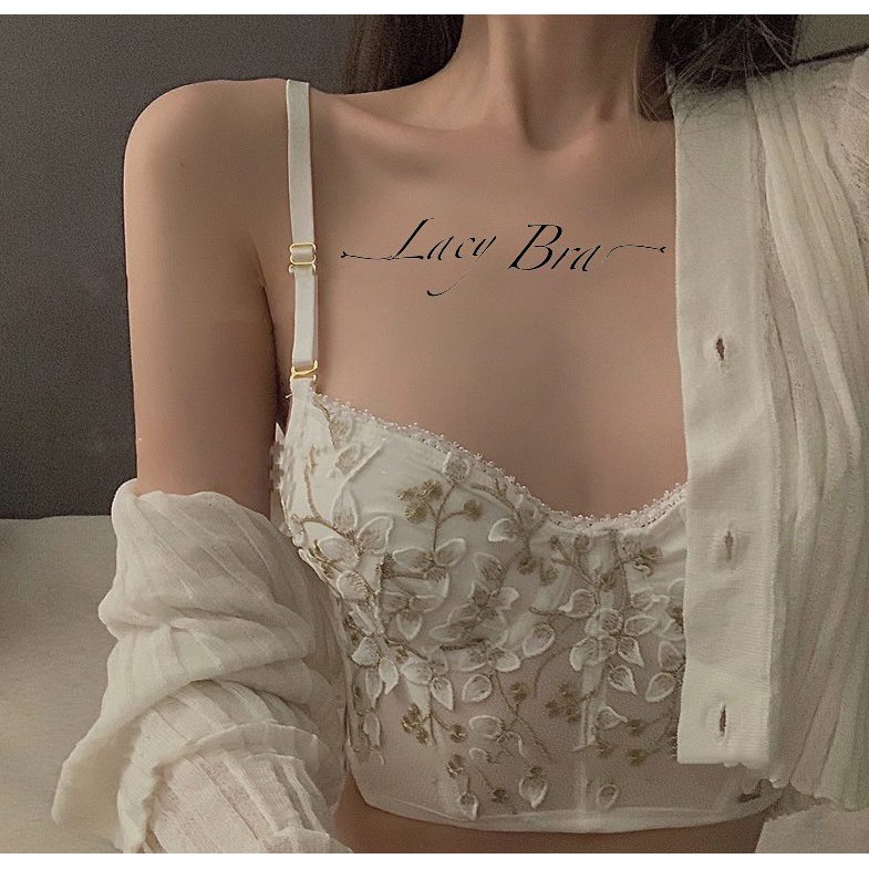 Bộ Corset Vintage Thêu Hoa Dáng Bra Cổ Điển Đệm Mỏng Có Gọng Nâng Ngực Sexy Lacy Bra - B07 | BigBuy360 - bigbuy360.vn