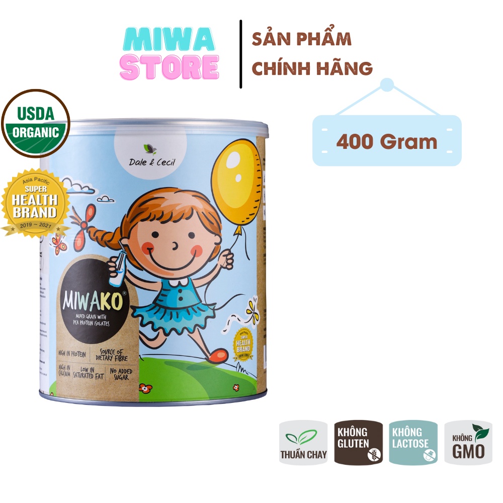 Sữa Hạt Miwako Vị Gạo 400gr - Sữa Công Thức Thực Vật Hữu Cơ Cho trẻ Phát Triển Nhận Thức &Kiểm Soát Cảm Xúc - Miwa Store
