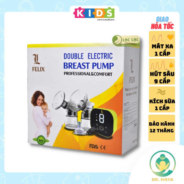 [Mã 1511FMCGSALE giảm 100K đơn 500K] Máy hút sữa điện đôi Felix có massage, hút êm, nhỏ gọn, 9 cấp độ hút chuyên sâu