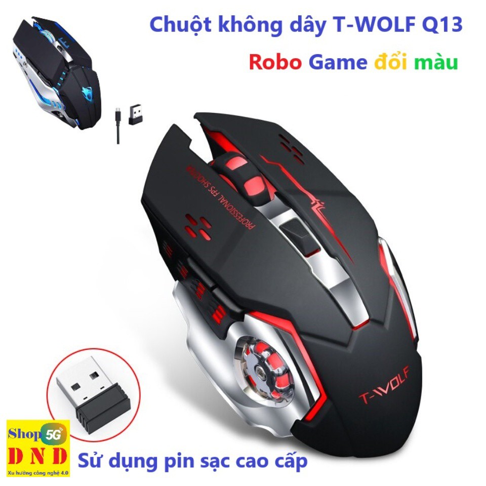 Chuột Gaming Không Dây Và Công Nghệ Giảm Tiếng Ồn T-WOLF Q13 PIN SẠC