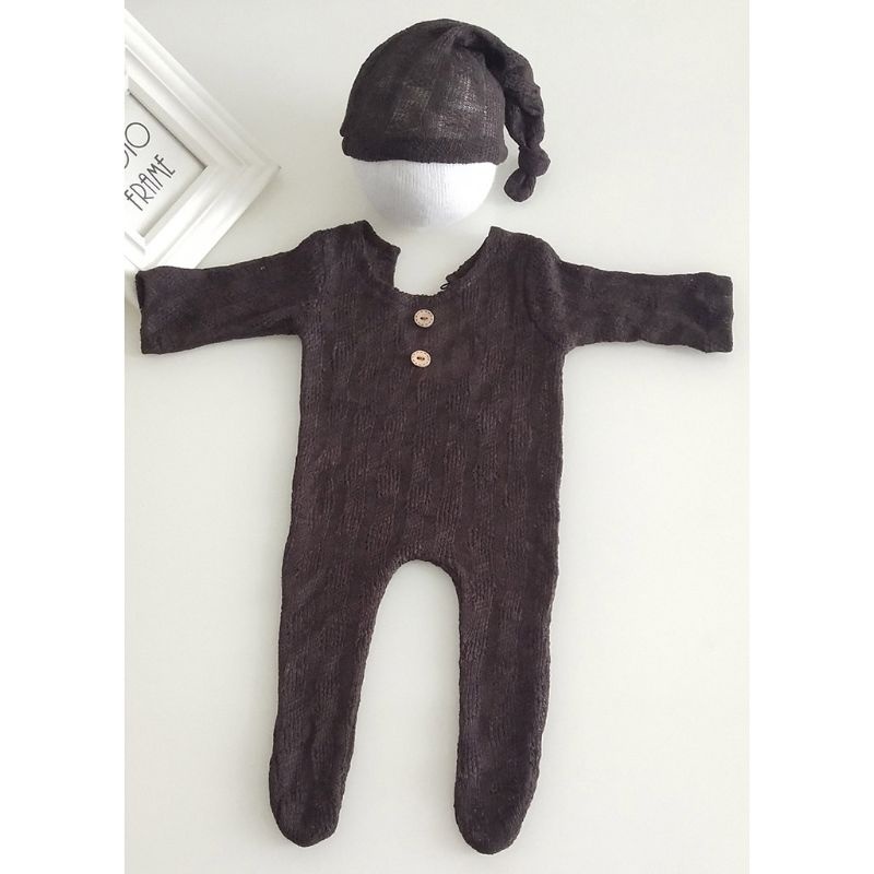 Bộ Đồ 2 Mảnh Áo Liền Thân Tay Dài Kèm Mũ Dành Cho Bé Sơ Sinh