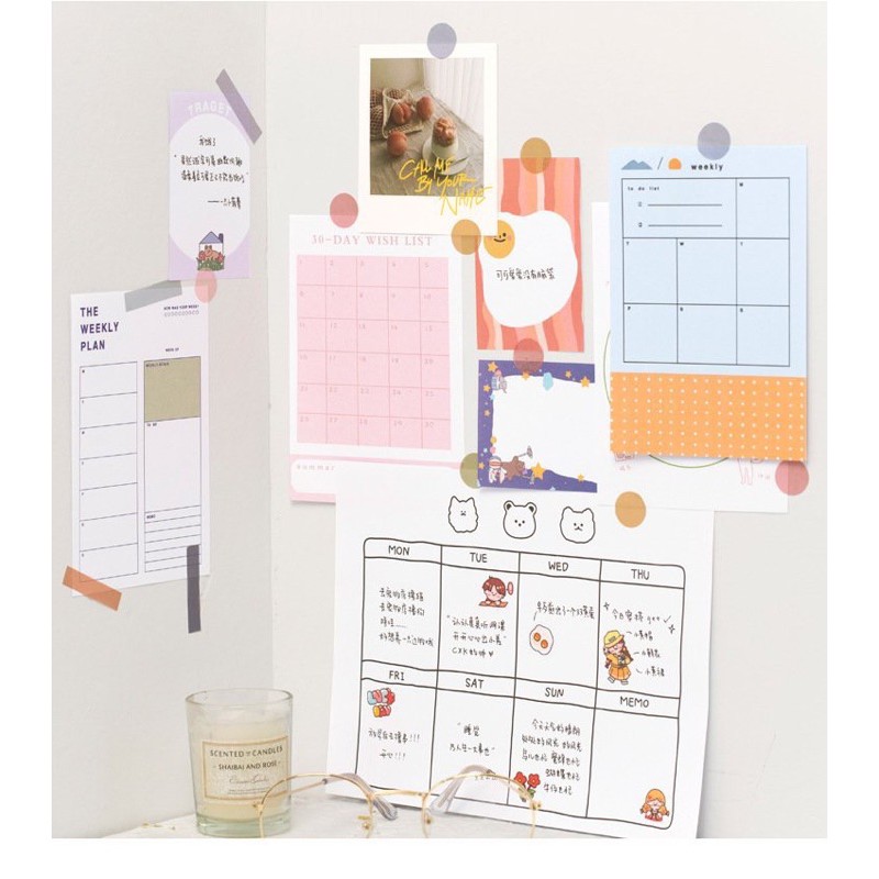 SET WALL PLANNER giấy note,giấy plan,kế hoạch bullet journal trang trí góc học tập,trang trí sổ