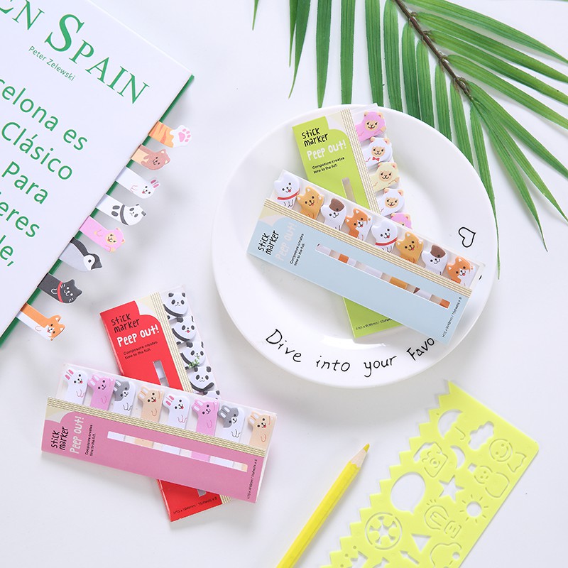 Giấy Ghi Chú Đánh Dấu Trang Hình Động Vật Đáng Yêu Memo Pad - Notemark Animal
