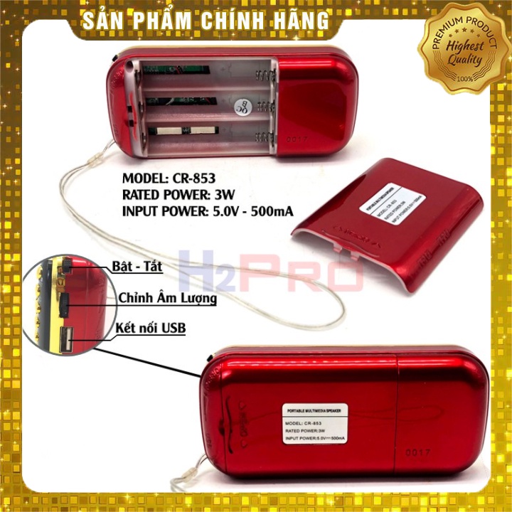 Loa Đài CRAVEN CR-853, 3 Pin Siêu Khỏe, Nghe Pháp Niệm Phật, Giúp Bé Học Tiếng Anh, Hỗ Trợ USB/Thẻ Nhớ/Đài FM