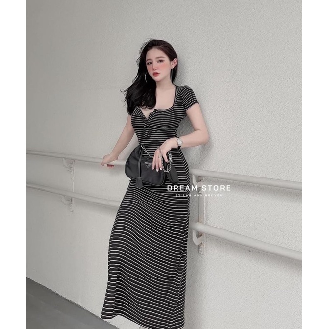 đầm sọc cổ u dáng maxi dài | BigBuy360 - bigbuy360.vn