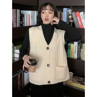 [ORDER + Ảnh thật] Áo khoác len gile khuy to