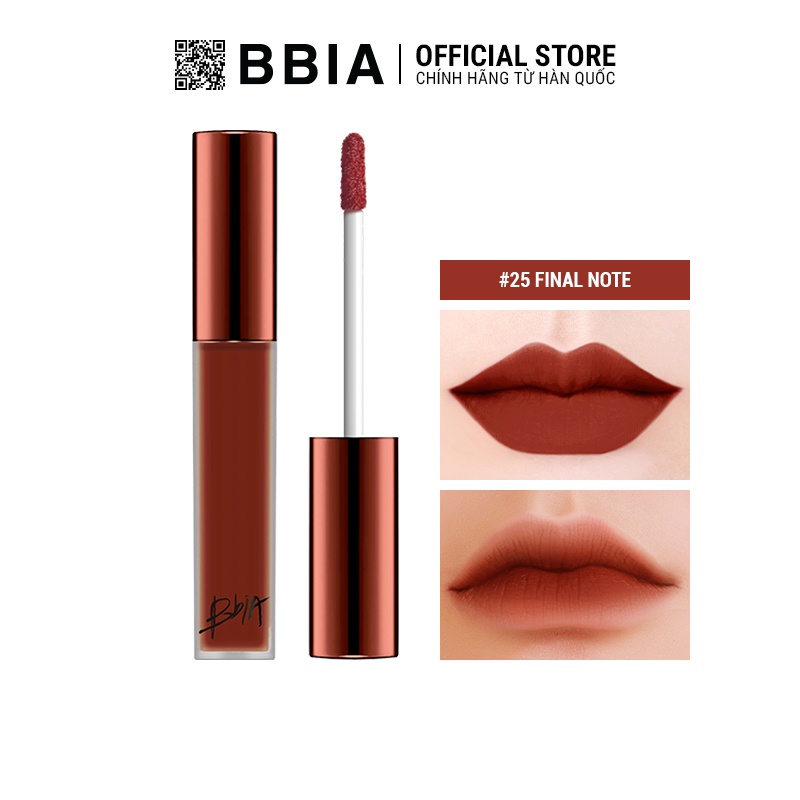 Son Kem Lì Bbia Last Velvet Lip Tint Version 5 - 25 Final Note (Màu Đỏ Nâu Đất) 5g - Bbia Official Store