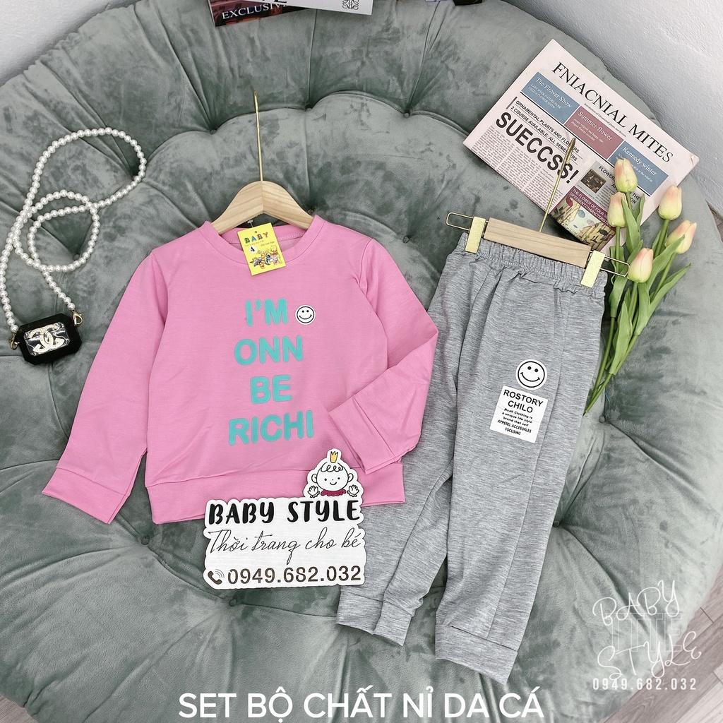 Bộ quần áo thu đông bé gái &quot;IMGON&quot; 14-45kg, bộ quần áo dài tay ấm áp cho bé 4-14 tuổi. Vải da cá dày dặn. G42