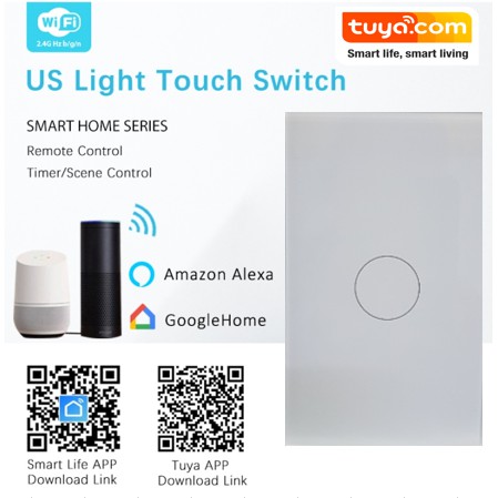 Công tắc thông minh cao cấp Tuya Smart Life - Công tắc cảm ứng nhà thông minh 1 nút tròn lớn kết nối Wifi (New 2021)