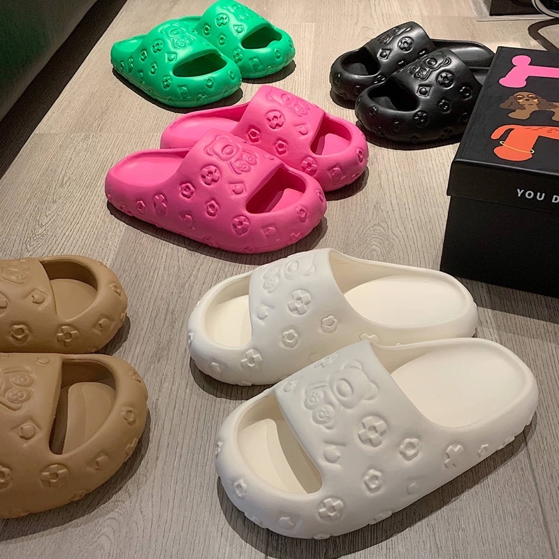 DÉP QUAI NGANG ĐẾ BÁNH MÌ HOẠ TIẾT GẤU SIÊU XINH 🧸