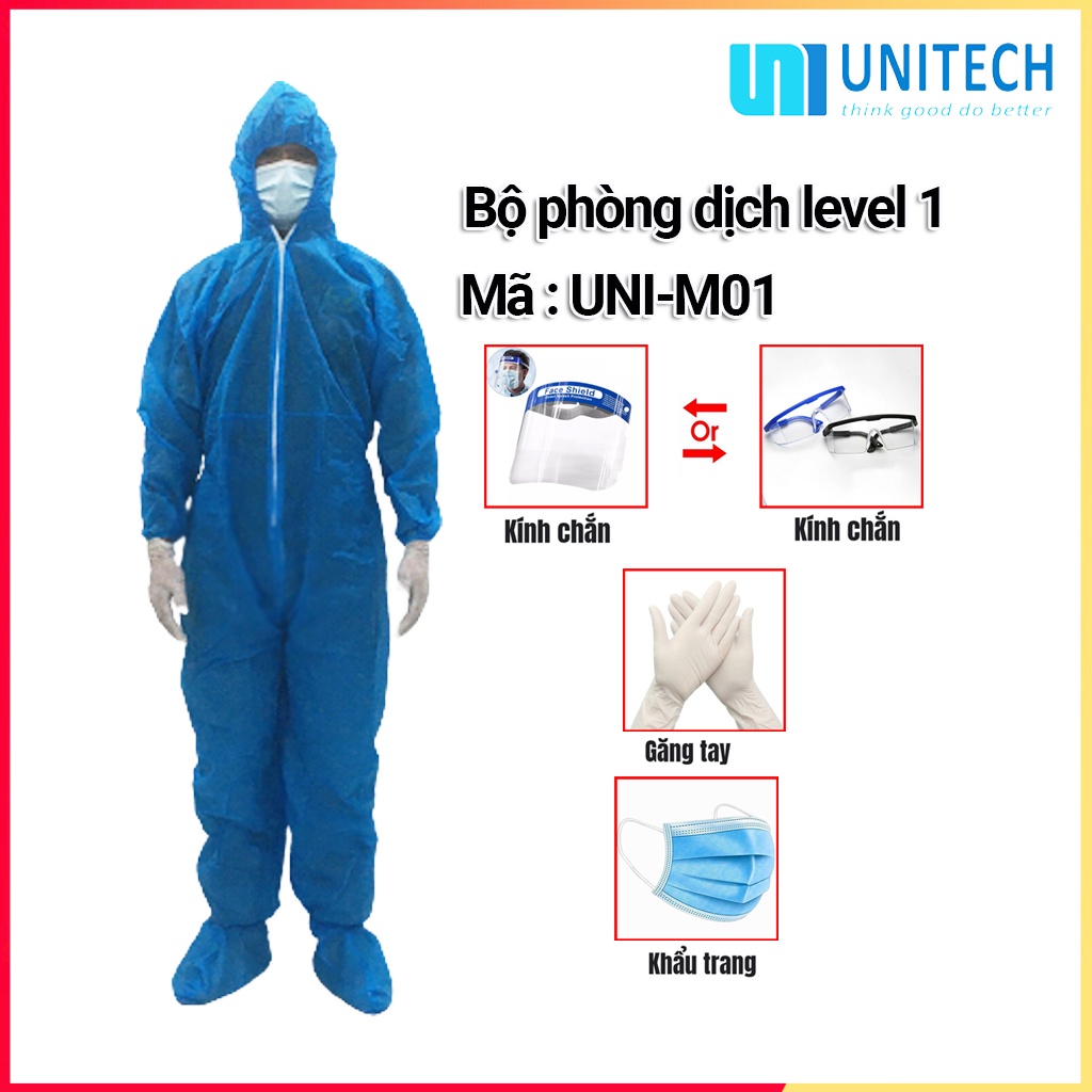 Bộ phòng dịch 7 món FREESHIP Bộ quần áo bảo hộ y tế, bộ đồ phòng dịch tuyến đầu F0 có giấy chứng nhận