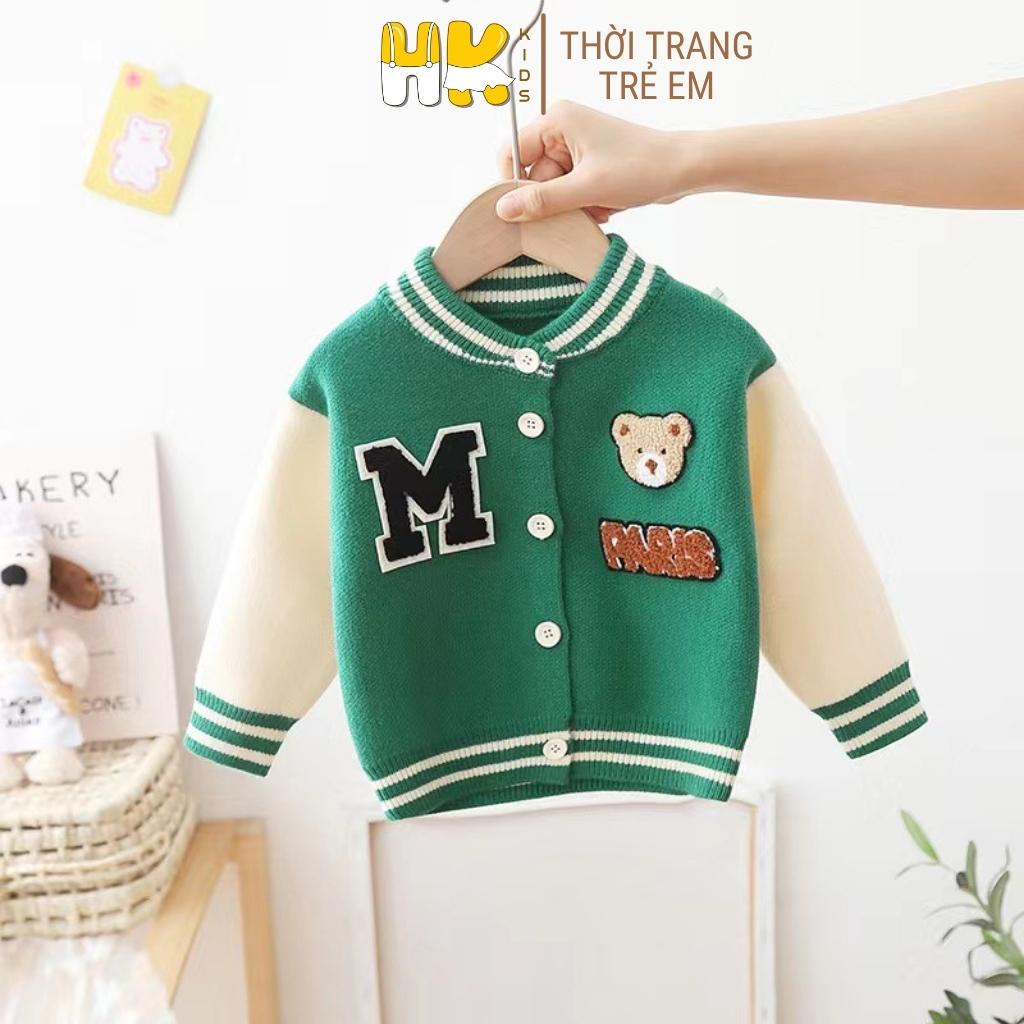 Áo khoác len cho bé HK KIDS, áo len cao cấp dài tay chất len mềm mịn đanh lì size cho bé từ 3 đến 8 tuổi