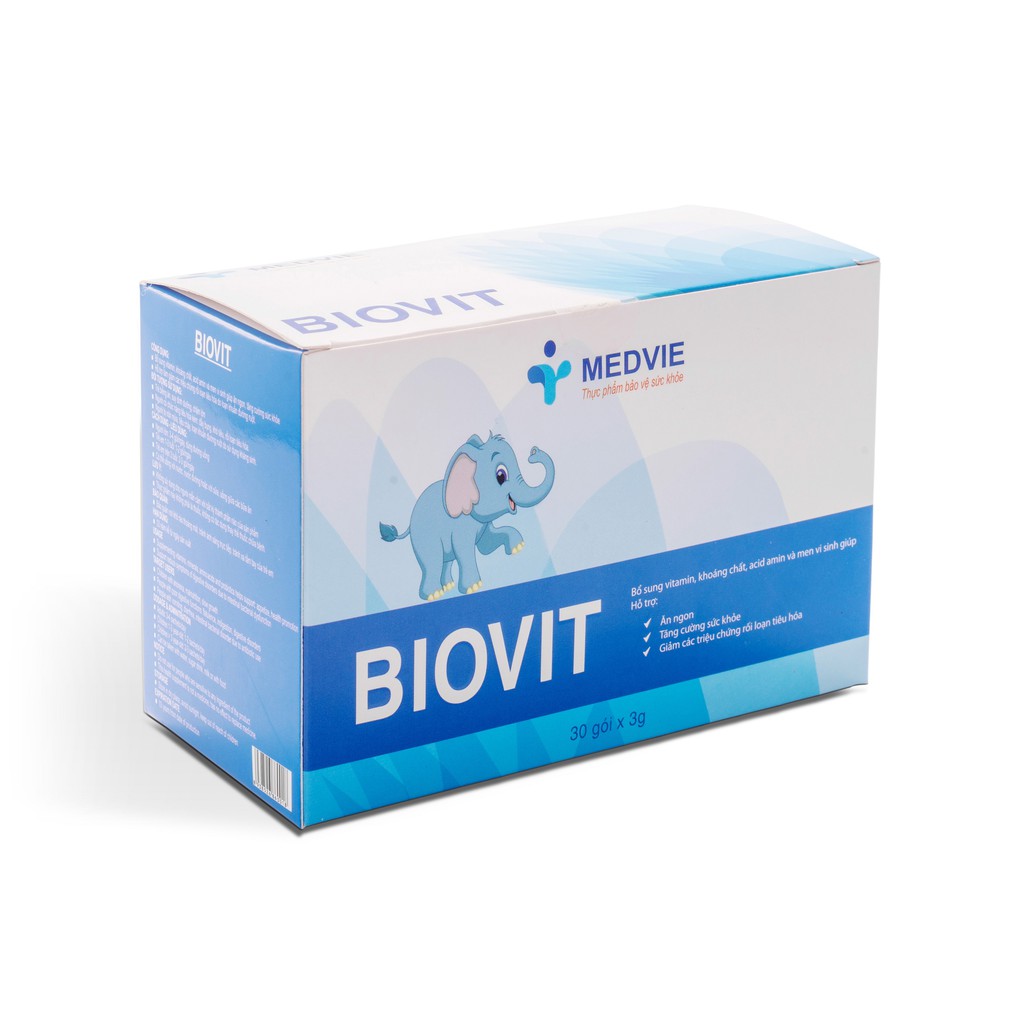 Men tiêu hóa BIOVIT bổ sung các loại men vi sinh chuẩn giúp tăng cường hệ miễn dịch, cải thiện hệ tiêu hóa, 30 gói cốm