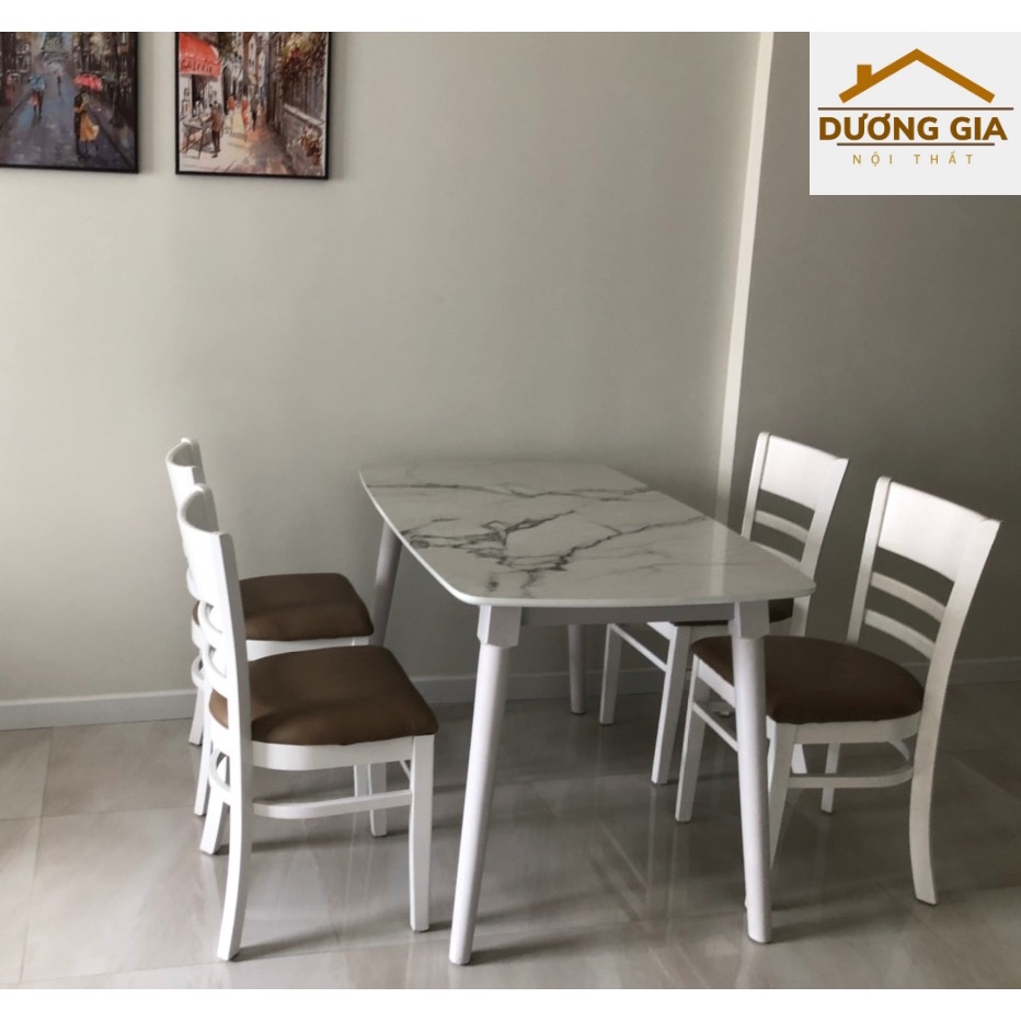 Bộ bàn ăn gia đình, phủ nhựa giả đá sang trọng, hàng loại 1