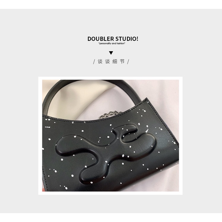 Túi xách JASMIN NOIR da PU hình bán nguyệt phối dây xích thời trang dành cho nữ