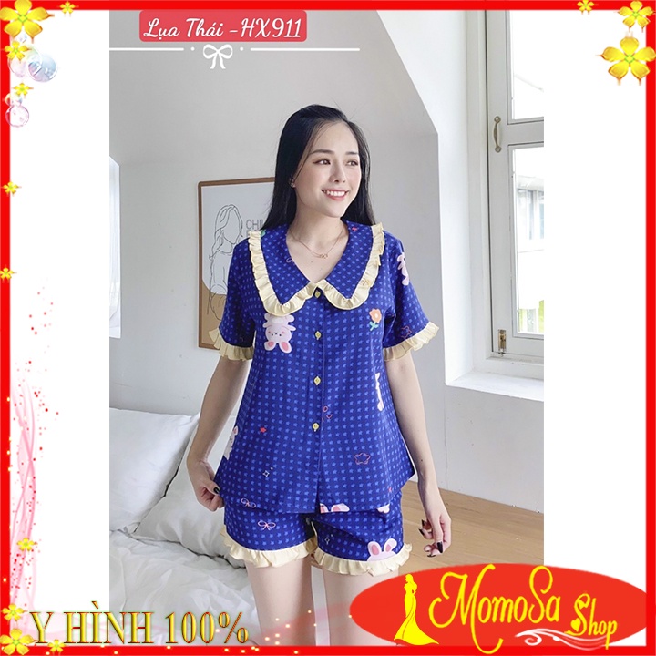 Đồ Bộ Tiểu Thư Pijama Nữ Mặc Nhà Quần Đùi Lụa Thái Cao Cấp Mềm Mịn MOMOSA