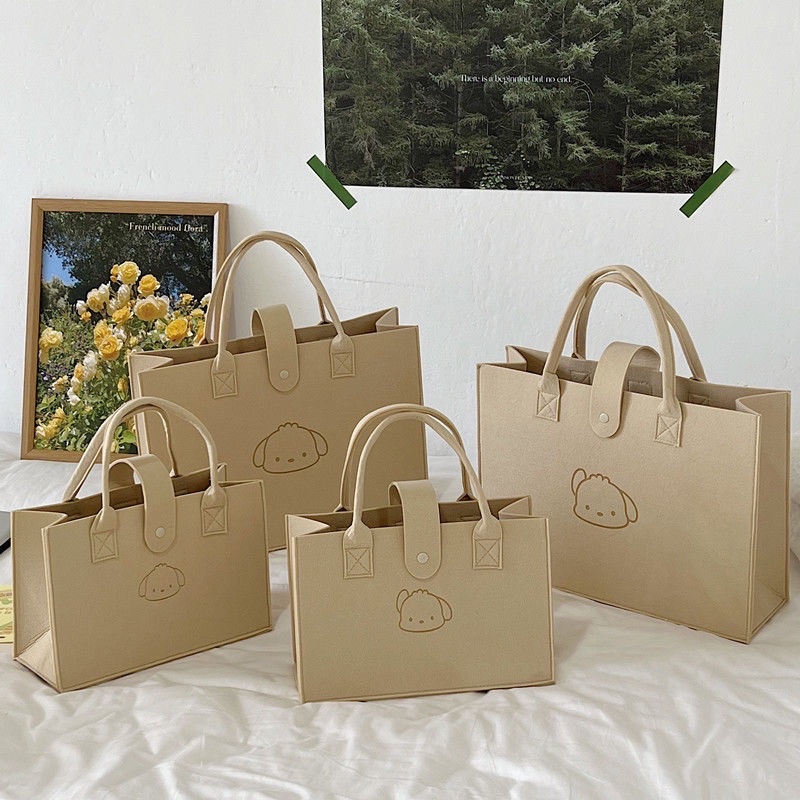 Túi Nỉ Xách Tay Đa Năng Hoạ Tiết Gấu Đáng Yêu Cho Các Mom