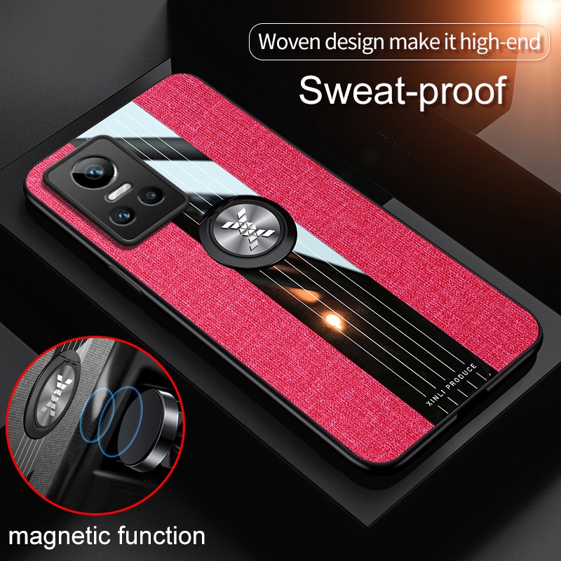 Ốp Điện Thoại Vải Cotton Mềm Nhám Sang Trọng Có Vòng Đỡ Nam Châm Cho Realme GT Neo3 2 3T GT Master Edition Q3 Pro Carnival 8 8S C20 C11 2021