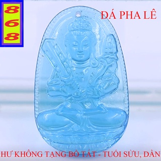 Mặt Dây Chuyền Phật Hư Không Tạng Bồ Tát Pha Lê Xanh biển 3.6cm - Mặt Size Nhỏ - Tặng Kèm Móc Inox