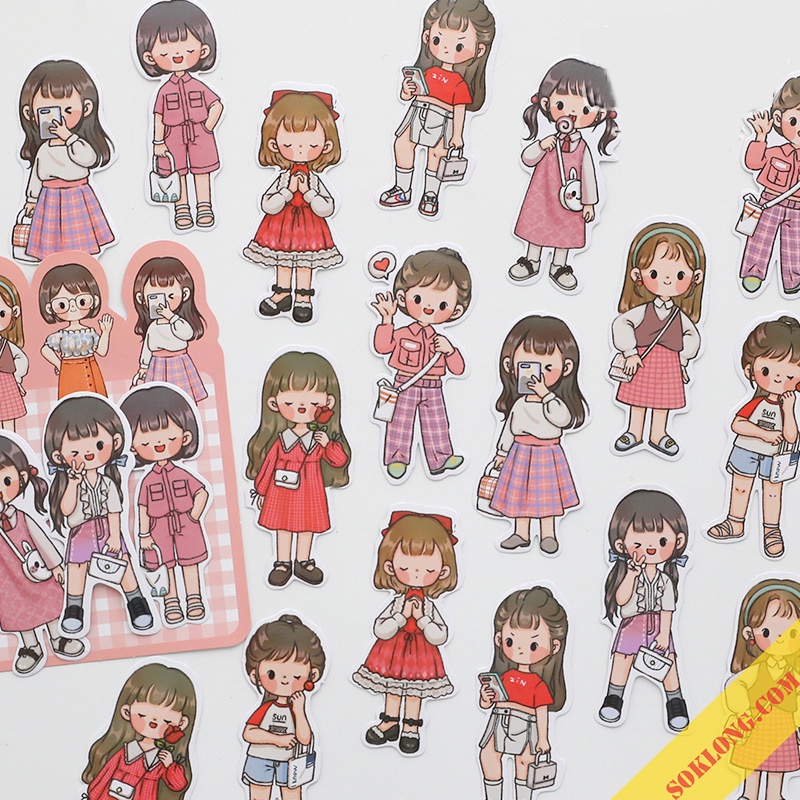 Bộ Sticker cô nàng, chàng trai cá tính - Nhãn dán stick trang trí sổ, album, nhật ký Tuệ Minh