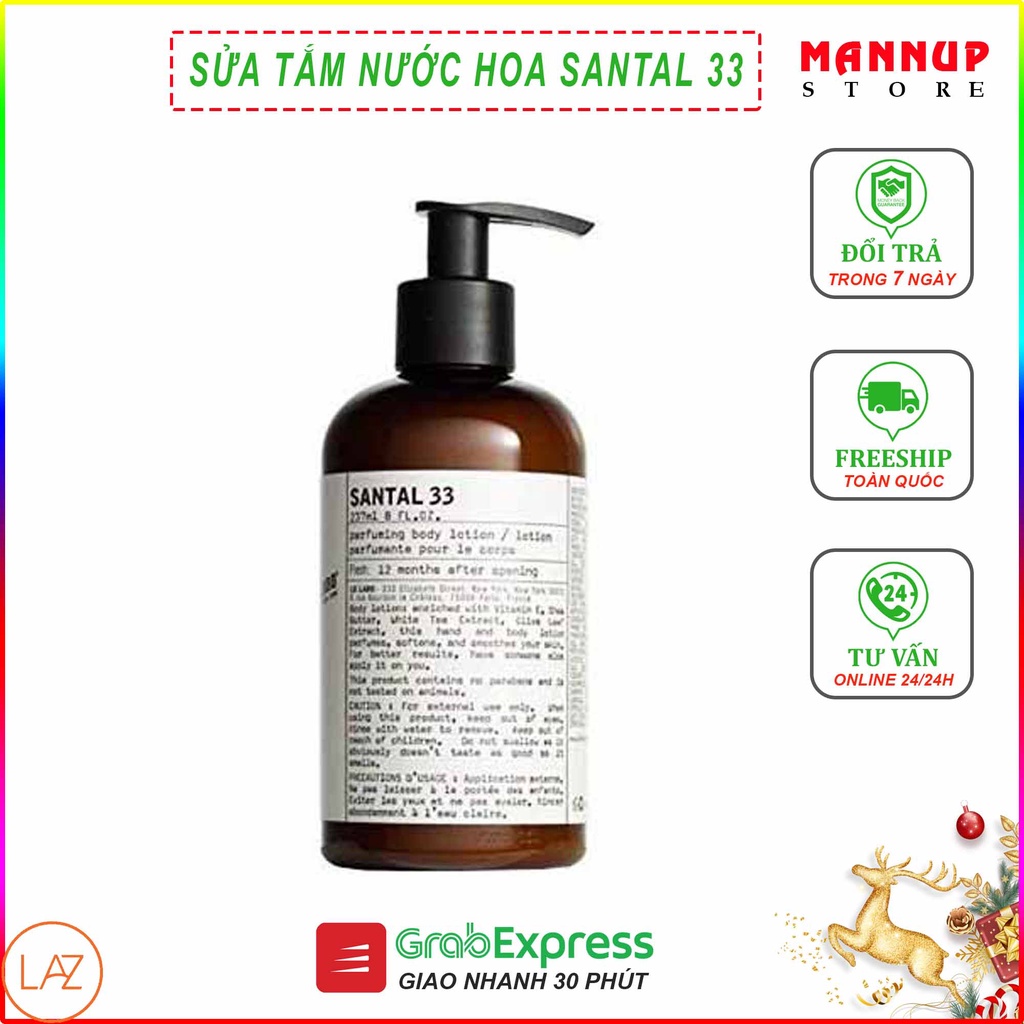 [Fullbox] Sữa Tắm Hương Nước Hoa Le Labo Santal 33 237ml - Sửa Tắm Dưỡng Ẩm, Cải Thiện Làn Da Vượt Trội