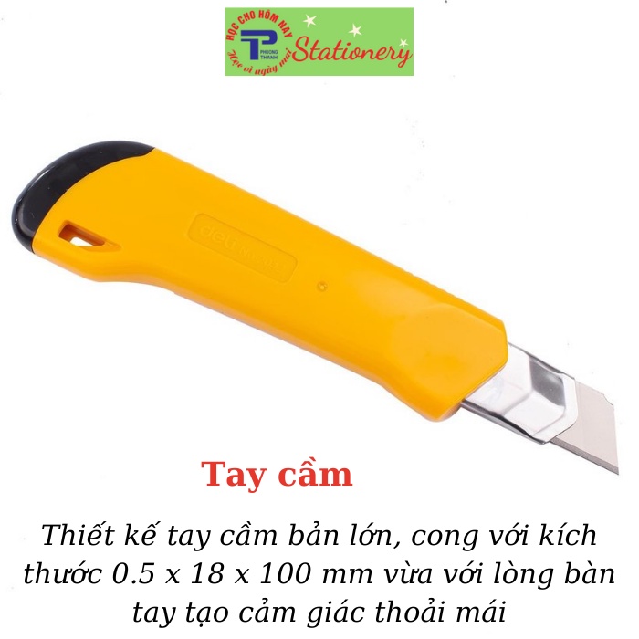 Dao rọc giấy Deli, cỡ lớn, loại 8 lưỡi tách rời, Vàng - 1 cái - E2042