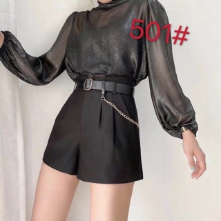Quần đùi short quảng châu cạp cao 2 lớp kèm đai xích