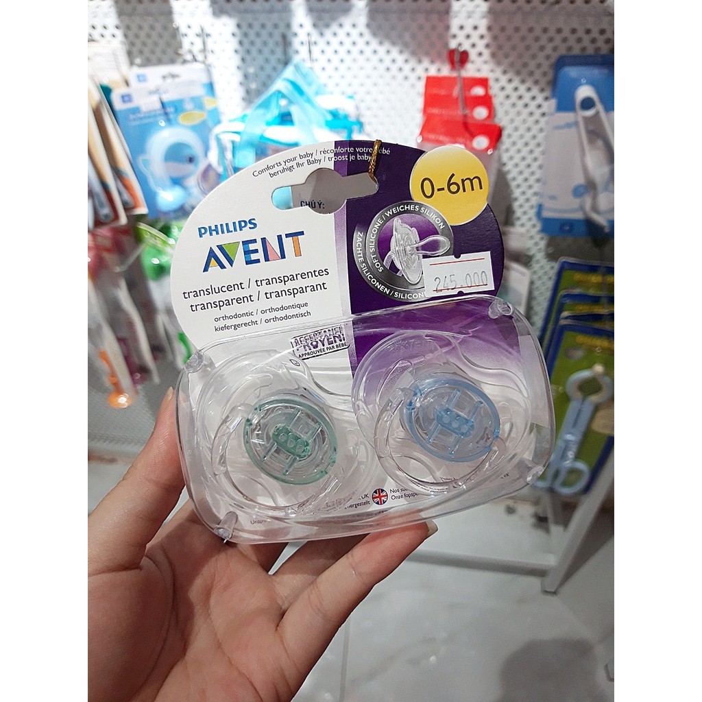 Ty ngậm Philips Avent trong suốt 0-6M [ Ty Ti giả ] [ chính hãng ]