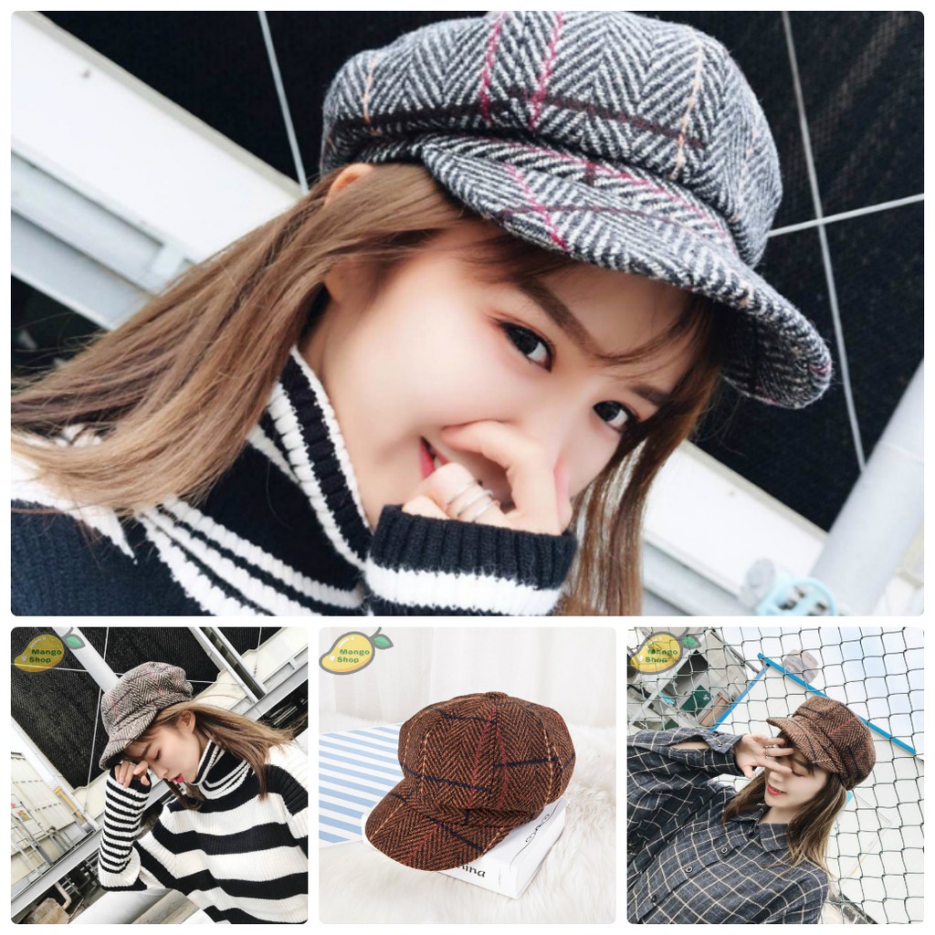 [ NEW ] Mũ nồi Newboy kẻ caro mẫu mới dày dặn ( Mũ beret thu đông 2018 )
