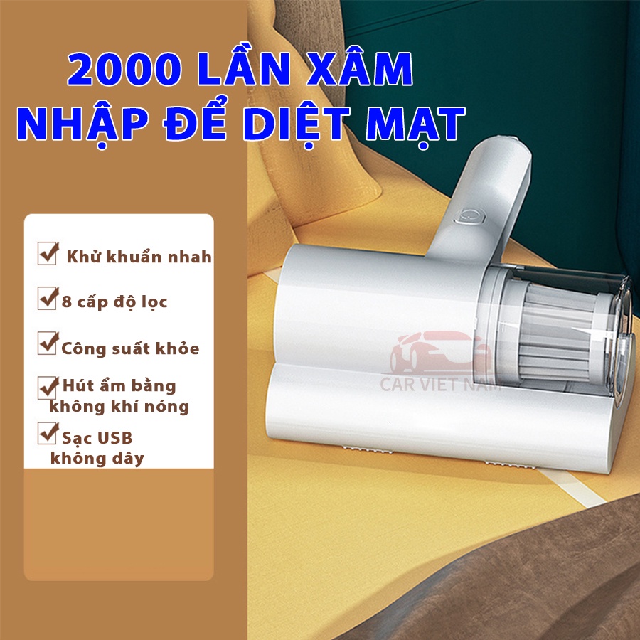 Máy hút bụi chăn ga gối đệm giường thảm Ô tô Cao cấp diệt khuẩn tia UV - Hàng Chính Hãng ( Bảo Hàng 06 Tháng )