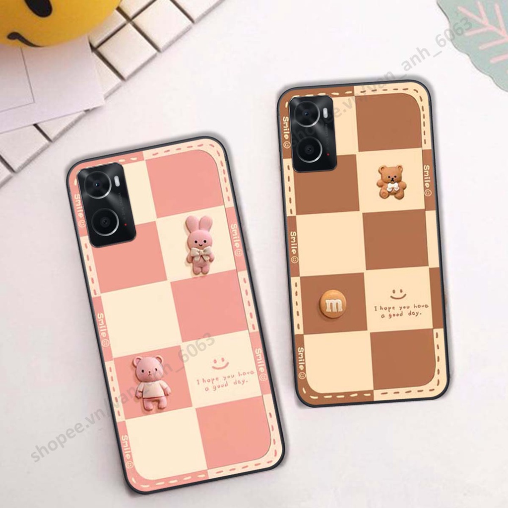 Ốp lưng Oppo A76 hình 3D gấu, kẹo dễ thương cute