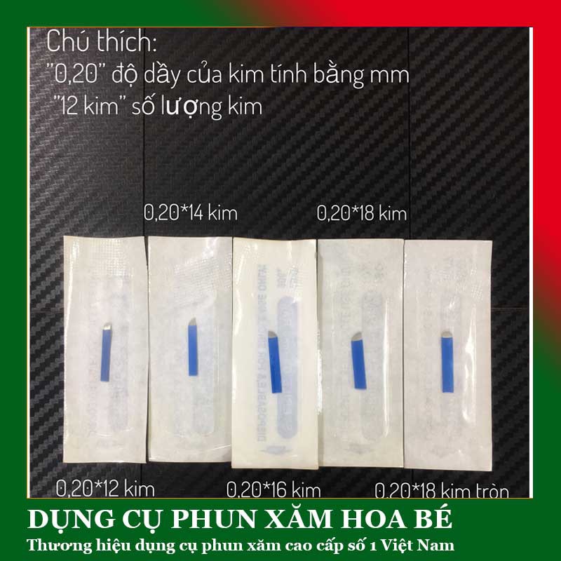 Dao điêu khắc chân mày xanh xéo tròn chữ U 12 14 16 18 20 kim - 5 chiếc - DCPX HOA BÉ