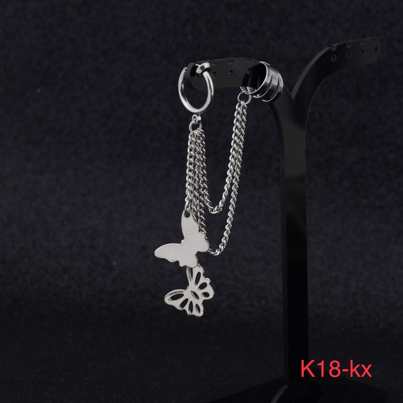 Bông tai nữ, bông tai unisex đính bướm K18