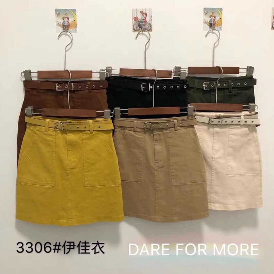 Chân váy thô Quảng Châu kèm belt